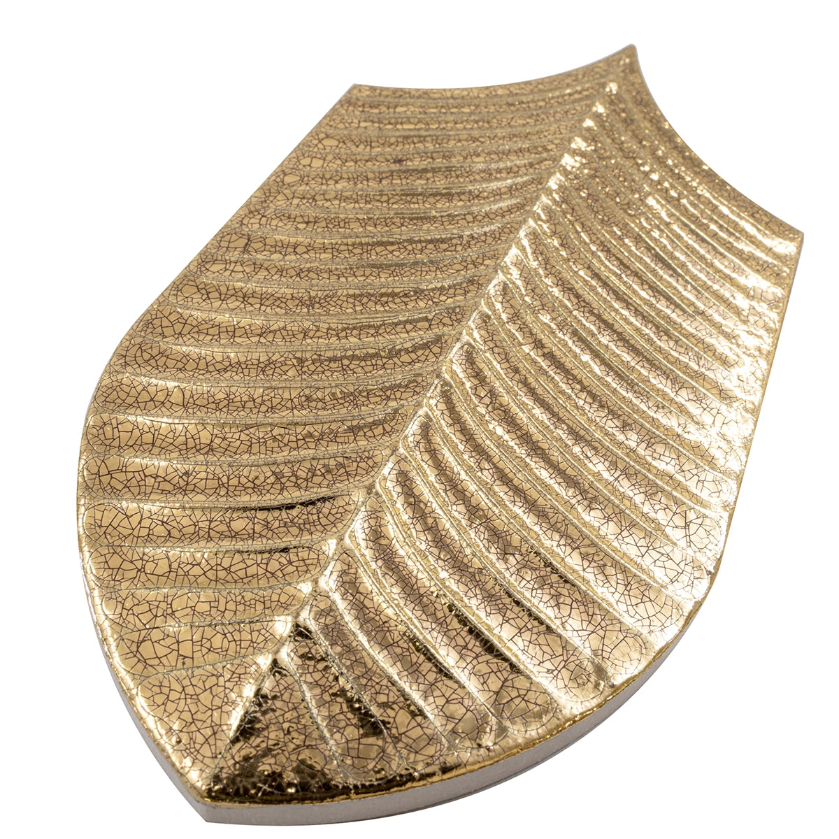 Plume Metallic Gold Feather Ceramic Tile | Tile Club