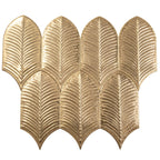 Plume Metallic Gold Feather Ceramic Tile | Tile Club