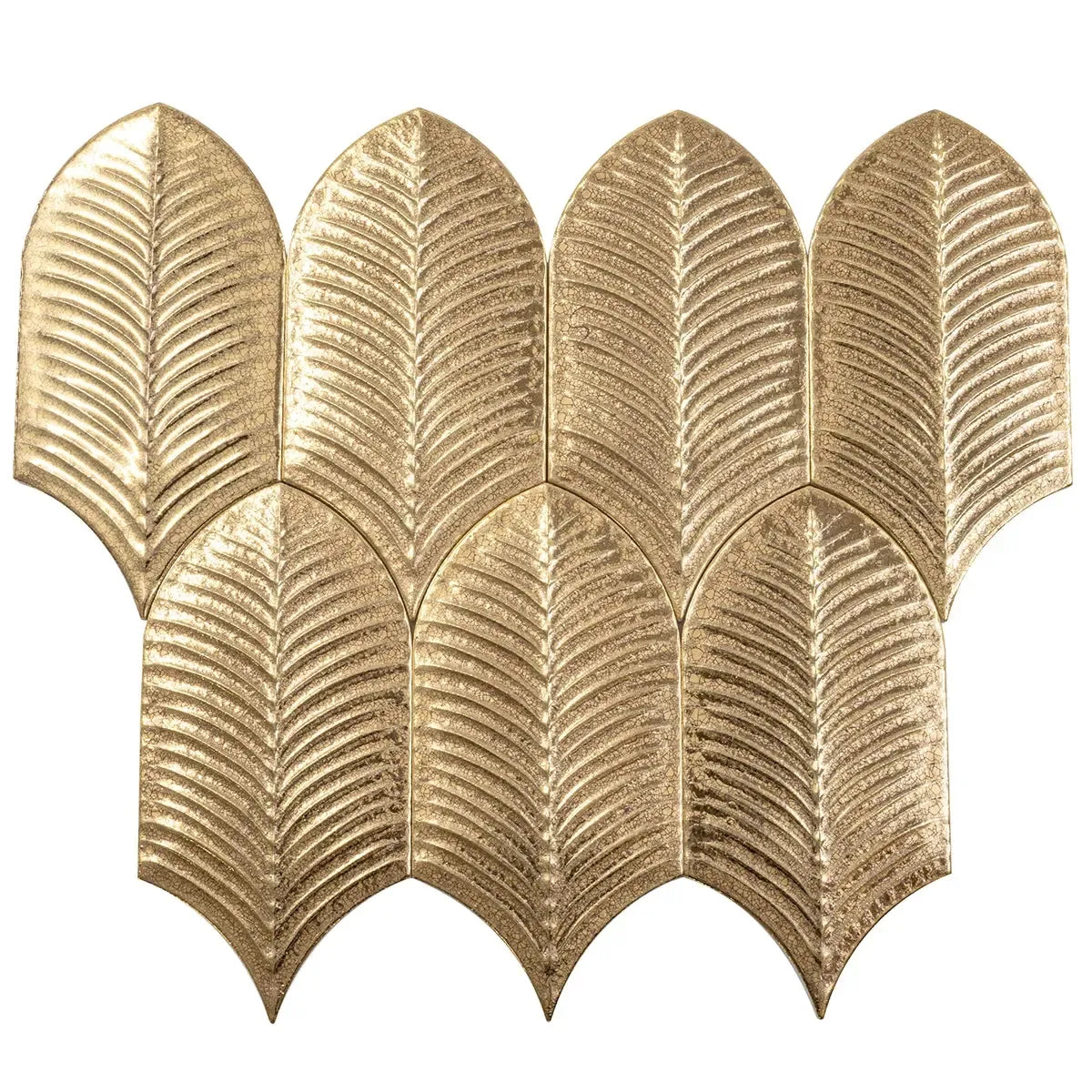 Plume Metallic Gold Feather Ceramic Tile | Tile Club