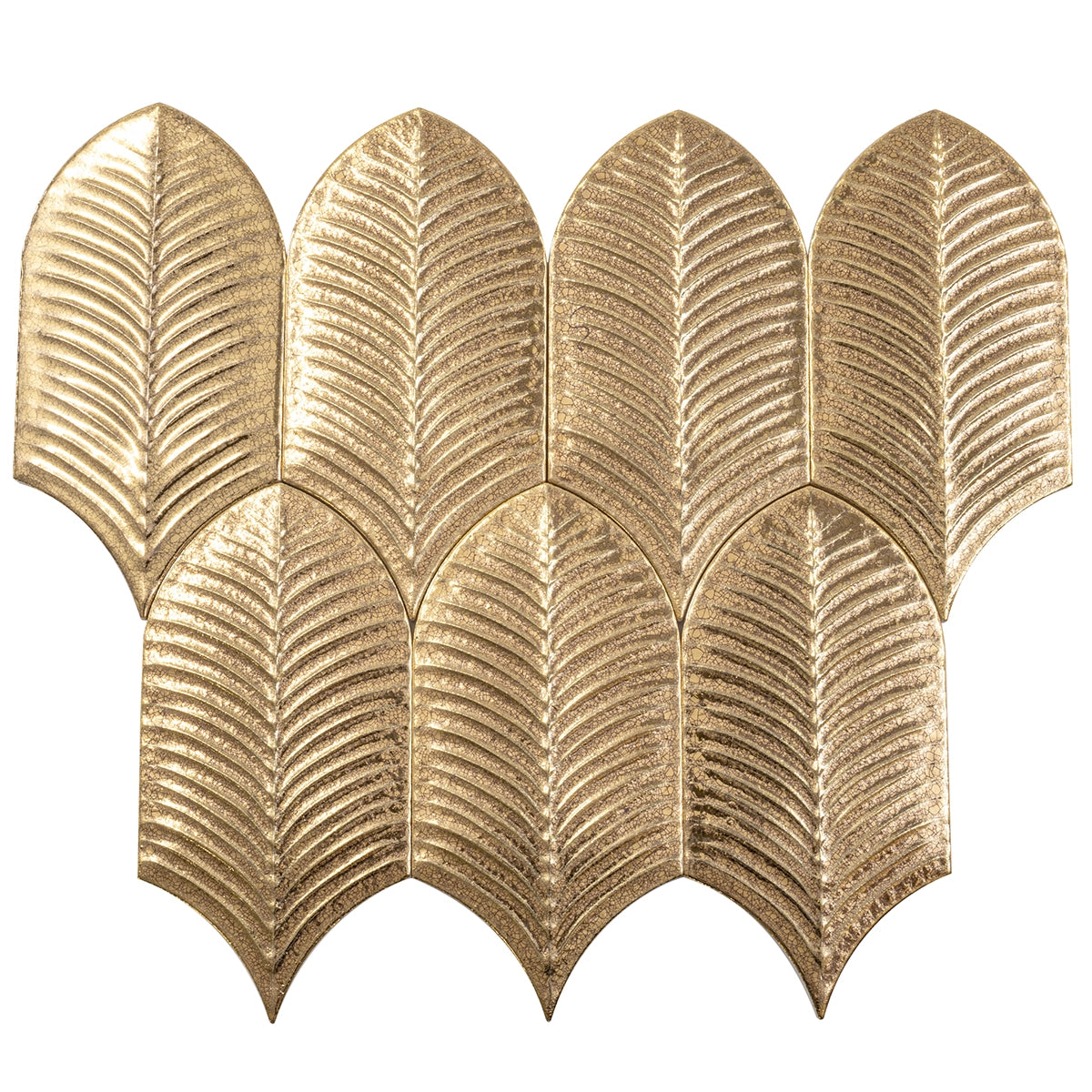 Plume Metallic Gold Feather Ceramic Tile | Tile Club