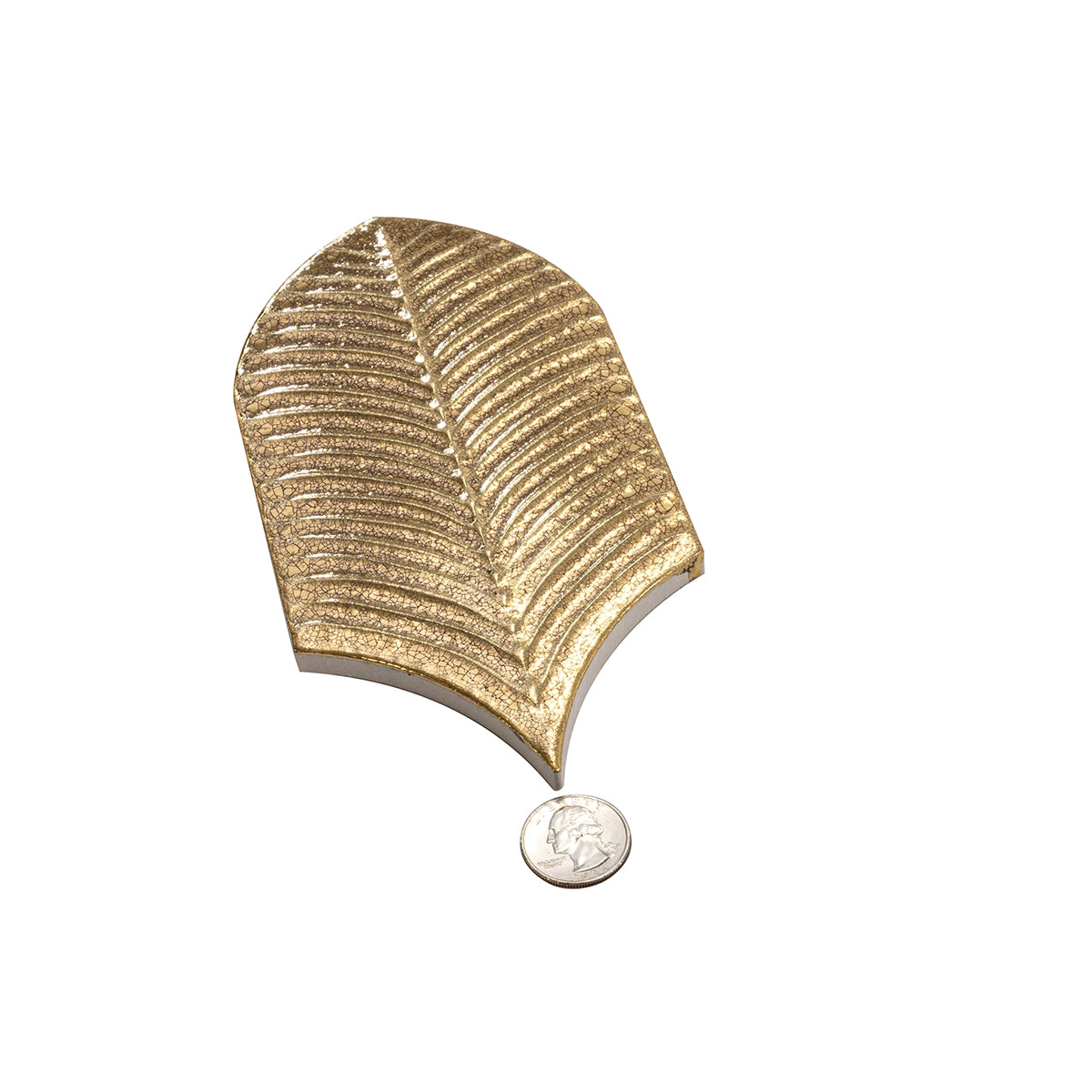 Plume Metallic Gold Feather Ceramic Tile | Tile Club