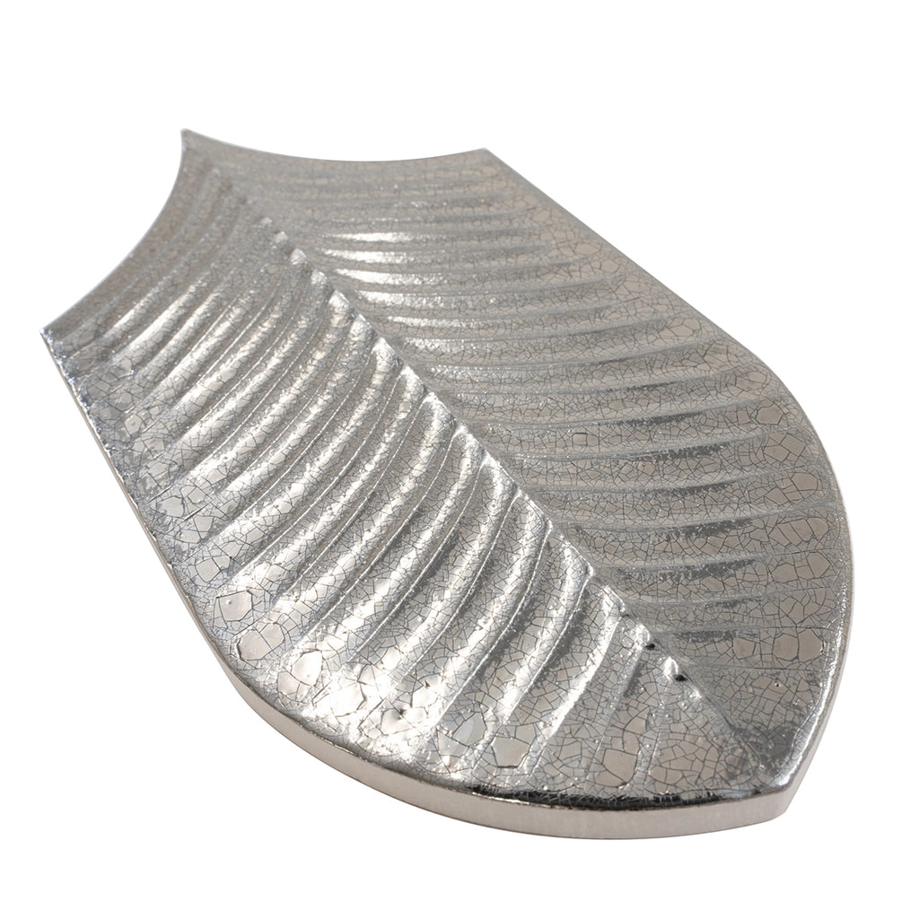 Plume Metallic Platinum Feather Ceramic Tile | Tile Club