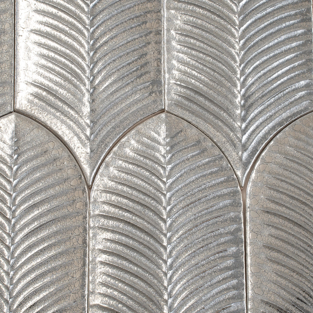 Plume Metallic Platinum Feather Ceramic Tile | Tile Club