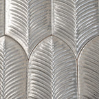 Plume Metallic Platinum Feather Ceramic Tile | Tile Club