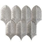 Plume Metallic Platinum Feather Ceramic Tile | Tile Club