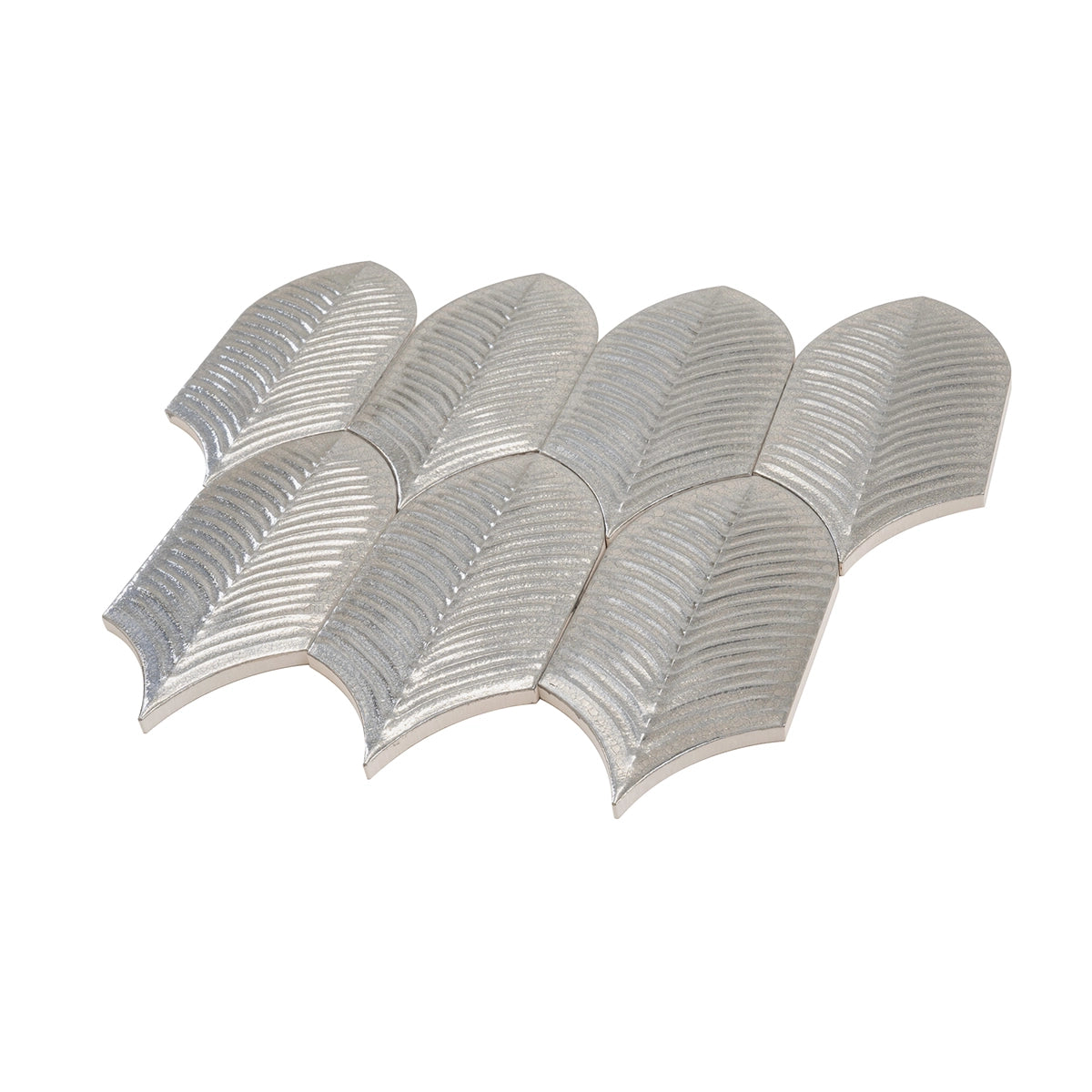 Plume Metallic Platinum Feather Ceramic Tile | Tile Club