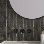 Plume Platinum Metallic Ceramic Feather Tiles