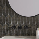 Plume Platinum Metallic Ceramic Feather Tiles