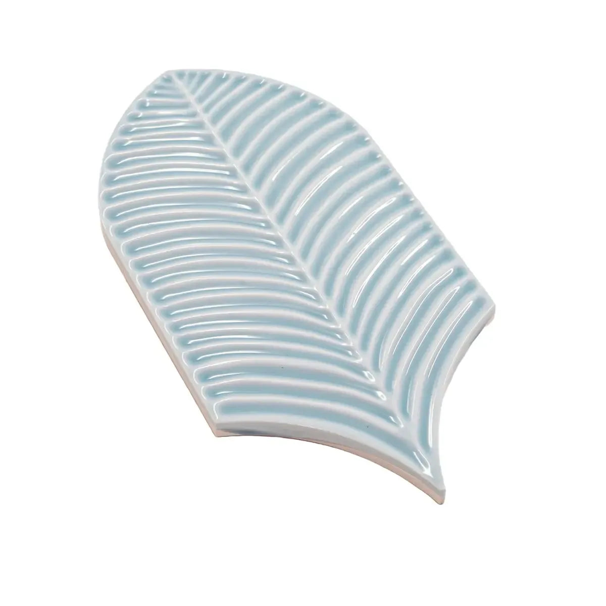 Plume Sky Blue Feather Ceramic Tile | Tile Club