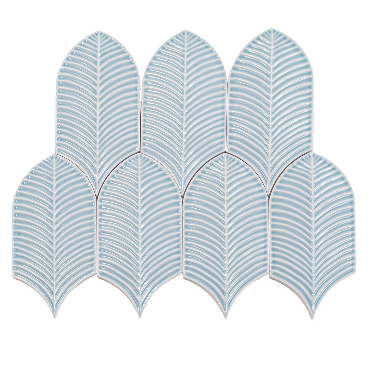 Plume Sky Blue Feather Ceramic Tile | Tile Club