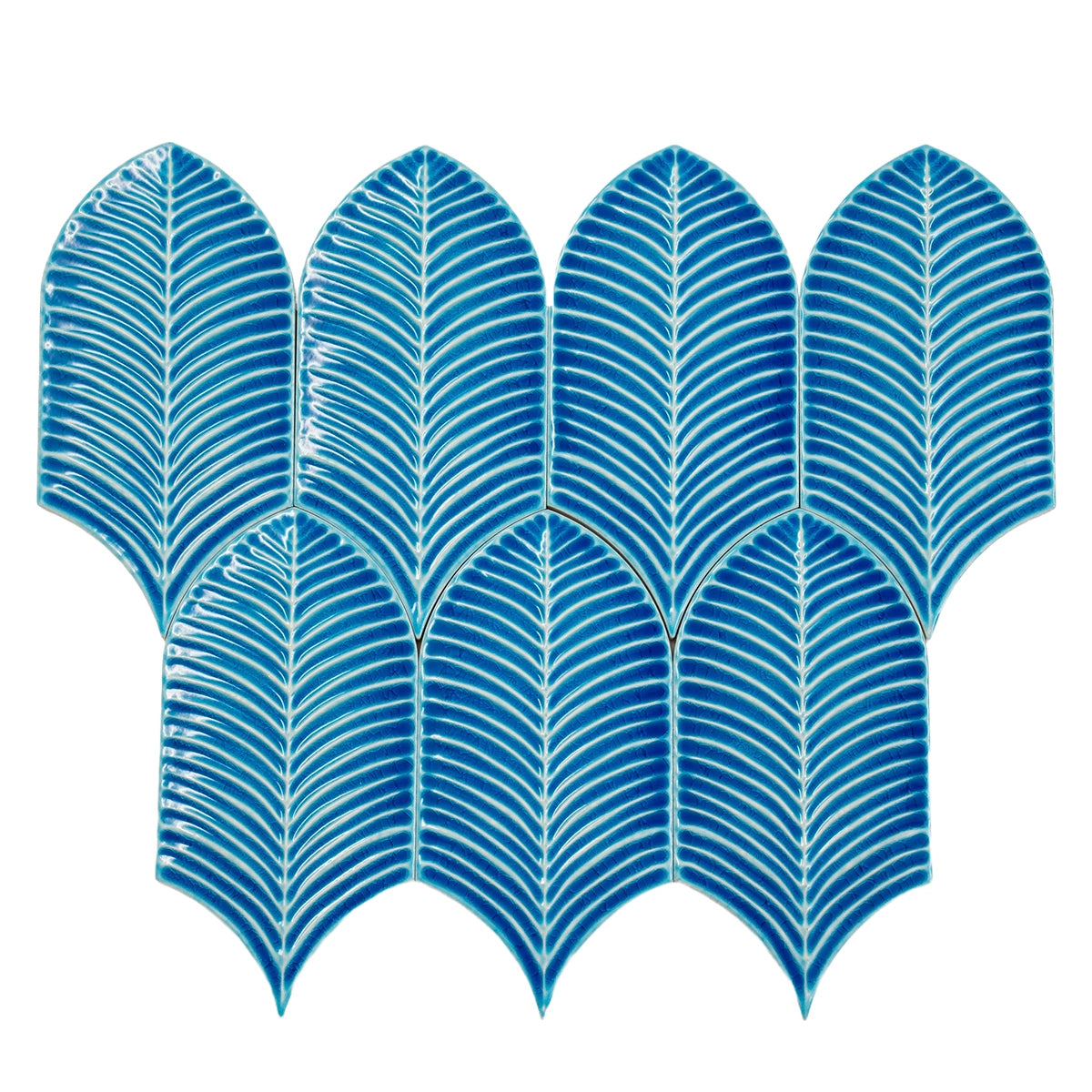 Plume Water Crackle Feather Ceramic Tile | Tile Club