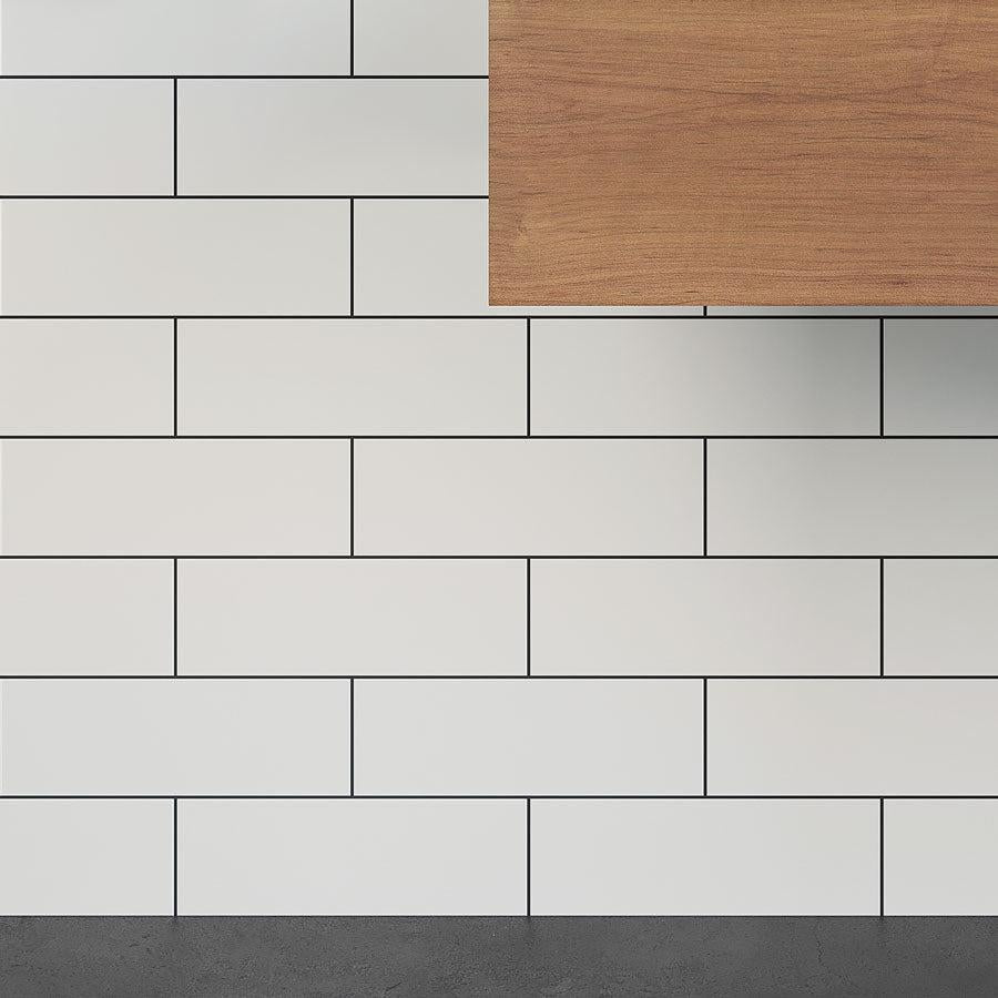 Polished White Ceramic Subway Wall Tile 4x12 Close-up