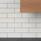 Polished White Ceramic Subway Wall Tile 4x12 Close-up