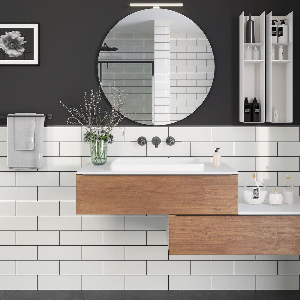 Polished White Ceramic Subway Wall Tile 4x12