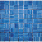 Pool Blue Glossy And Frosted Square Mosaic Tile | Tile Club | 11.3" x 11.3"