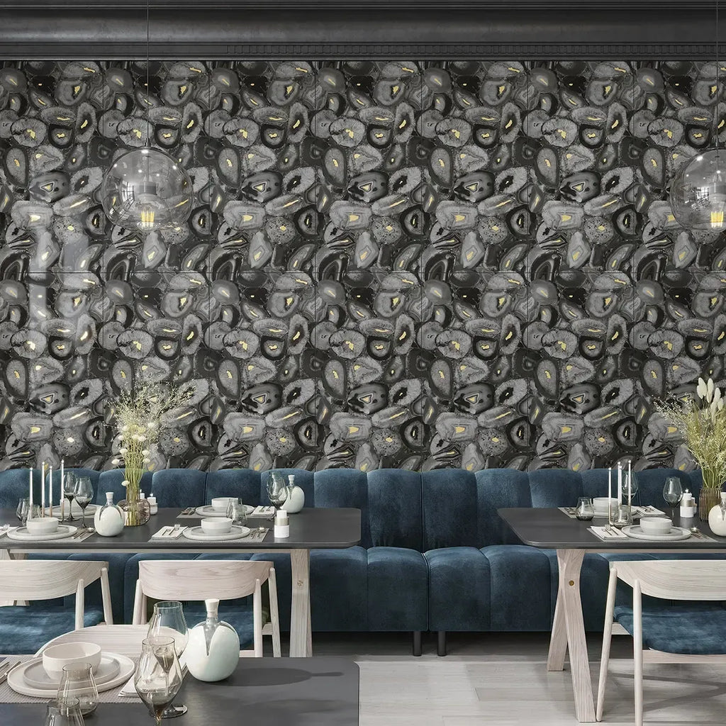 Preciosa Black Geode and Gold Porcelain Tile | Tile Club