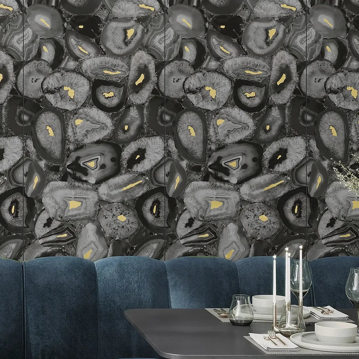 Preciosa Black Geode and Gold Porcelain Tile | Tile Club