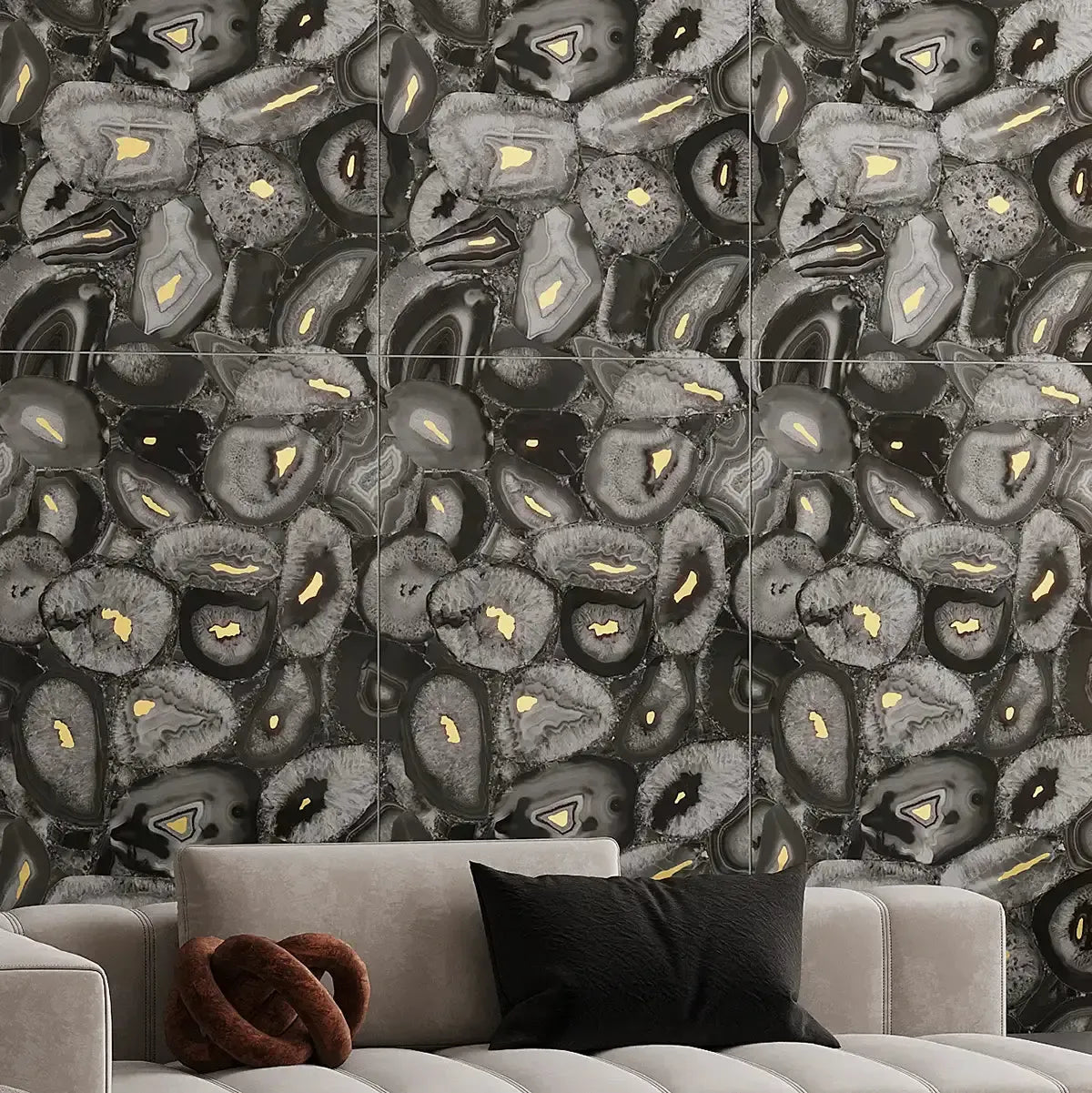 Preciosa Black Geode and Gold Porcelain Tile | Tile Club