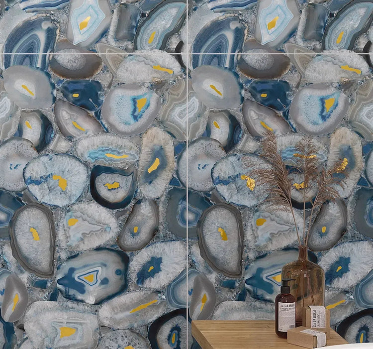 Geode Tile Preciosa Blue Geode and Gold Porcelain Tile | Accent Wall Decor | Tile Club