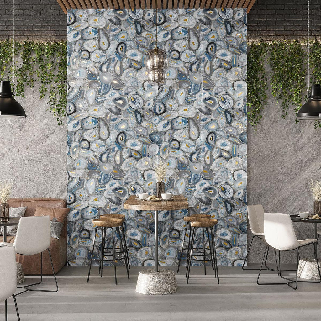 Preciosa Blue Geode and Gold Porcelain Tile | Tile Club