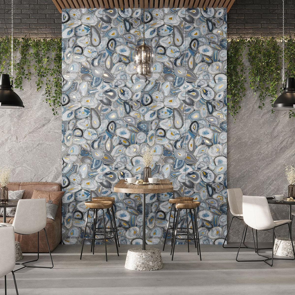 Geode Tile Preciosa Blue Geode and Gold Porcelain Tile | Accent Wall Decor | Tile Club