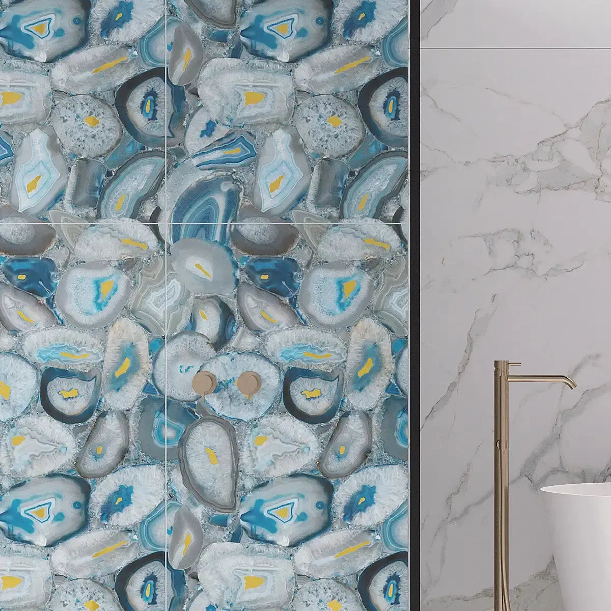 Preciosa Blue Geode and Gold Porcelain Tile | Tile Club