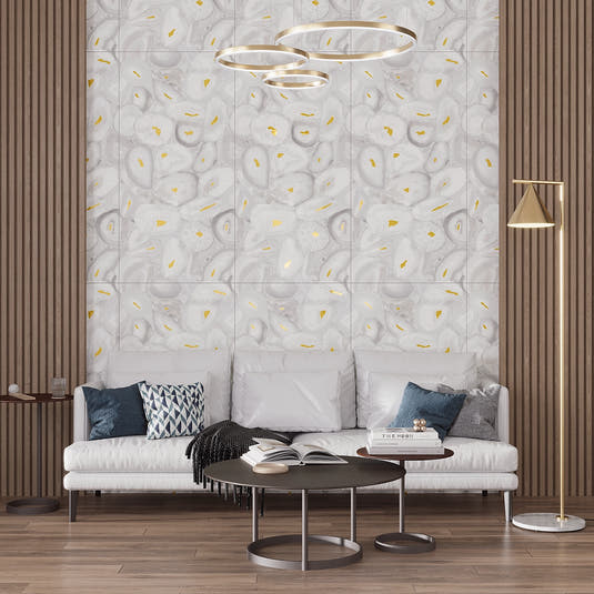 Preciosa White Geode and Gold Porcelain Tile | Tile Club