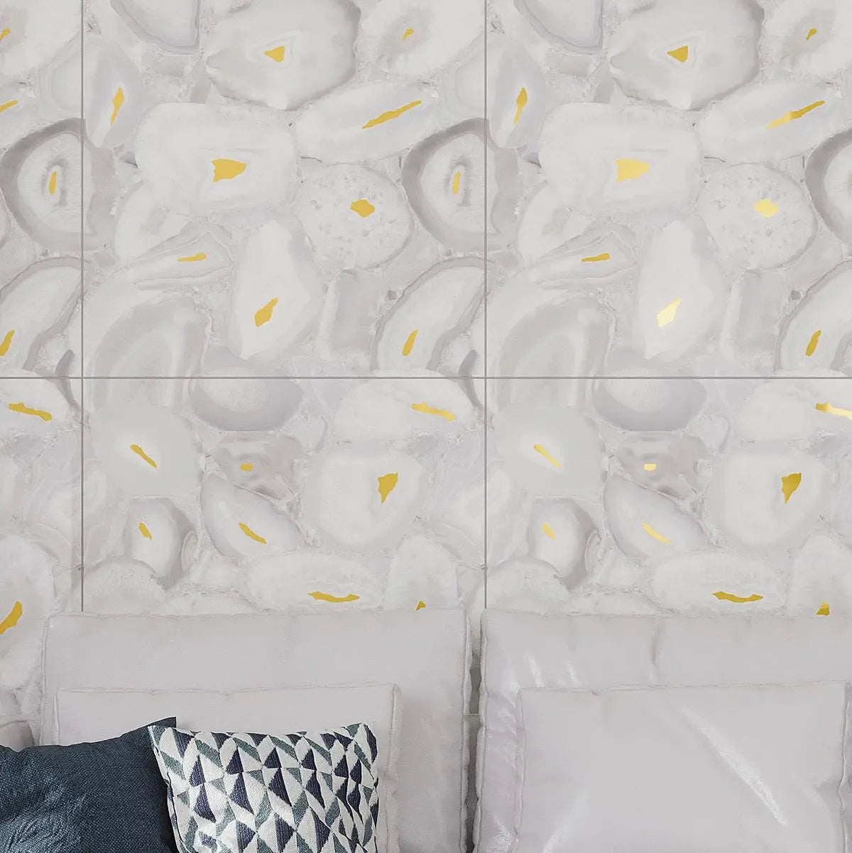 Preciosa White Geode and Gold Porcelain Tile | Tile Club