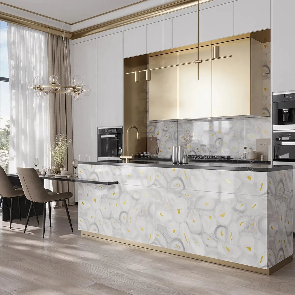 Preciosa White Geode and Gold Porcelain Tile | Tile Club