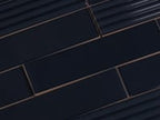 Groove Navy Gloss Ceramic Subway Tile