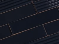 Groove Navy Gloss Ceramic Subway Tile