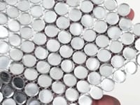 Silver Glass Penny Round Mosaic Tile