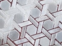 Pearl White Weaved Hexagon Glass Mosaic Tile