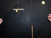 Geo Deco Black Marble and Brass Inlay Tile