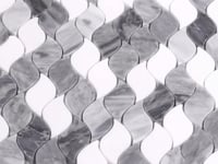 Falling Leaves Calacatta Bluette Marble Mosaic Tile