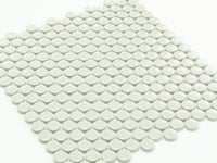 Glossy Gray Cream Buttons Porcelain Penny Round Tile