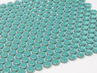 Teal Buttons Porcelain Penny Round Tile Sample
