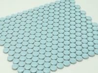 Light Blue Buttons Porcelain Penny Round Tile Sample