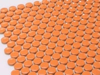 Orange Buttons Porcelain Penny Round Tile Sample
