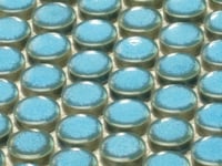 Turquoise Blue Buttons Porcelain Penny Round Tile Sample