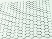 Glossy White Buttons Porcelain Penny Round Tile Sample