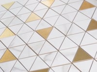 Panorama White Marbled Triangle Mosaic Sample