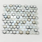 White Ceramic And Pearl Glass Hexagon Mosaic Tile
