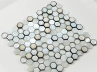 White Ceramic And Pearl Glass Hexagon Mosaic Tile