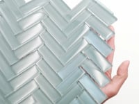 Chic Gray Herringbone Glass Tile