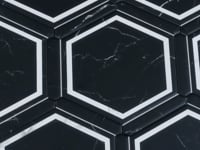 Montura Black and White Marbled Porcelain Hexagon Tile