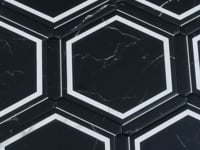 Montura Black and White Marbled Porcelain Hexagon Tile Sample