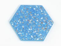 Corazza Ocean Blue Shell and Terrazzo Hexagon Tile Sample