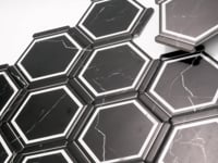 Montura Black and White Marbled Porcelain Hexagon Tile