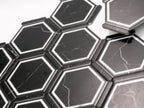 Montura Black and White Marbled Porcelain Hexagon Tile Sample